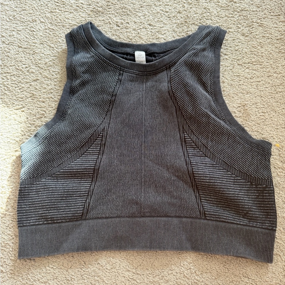 Aerie offline Heather Gray Sleeveless Crop Tank Top Bra - Womens Size Medium